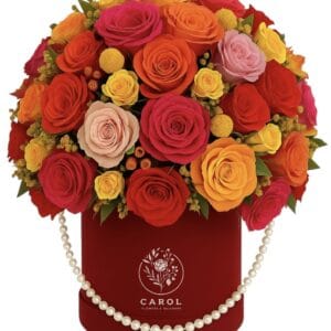 Frida – Vibrant Red & Orange Roses Box
