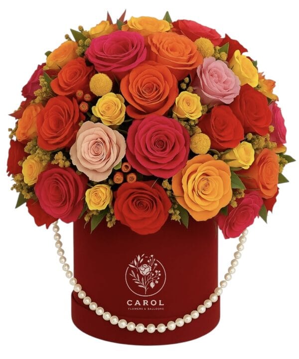 Frida – Vibrant Red & Orange Roses Box