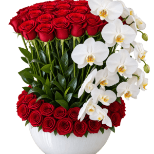 100 Roses With Orchids