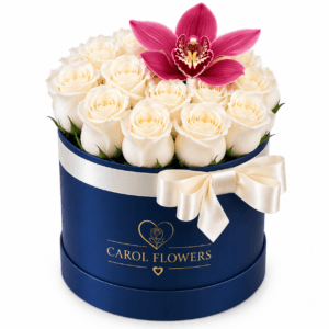 Boxes of roses with Orchid