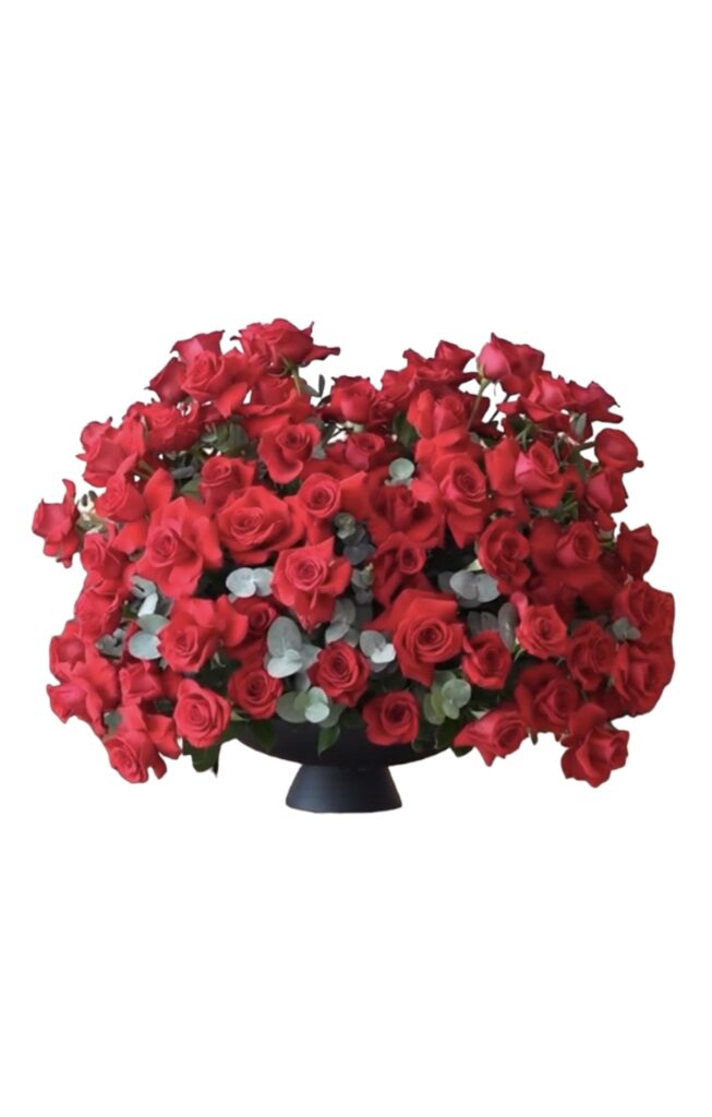red roses in vase