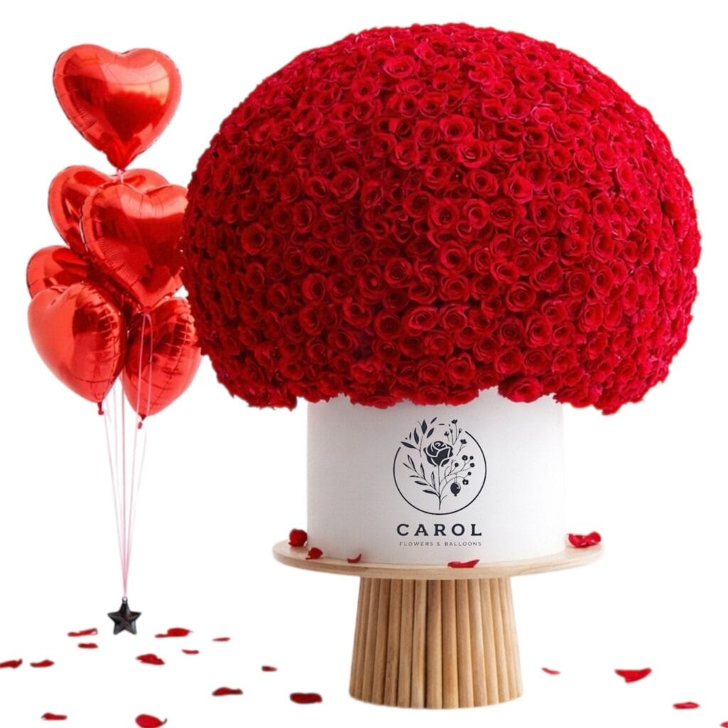 red roses hat box