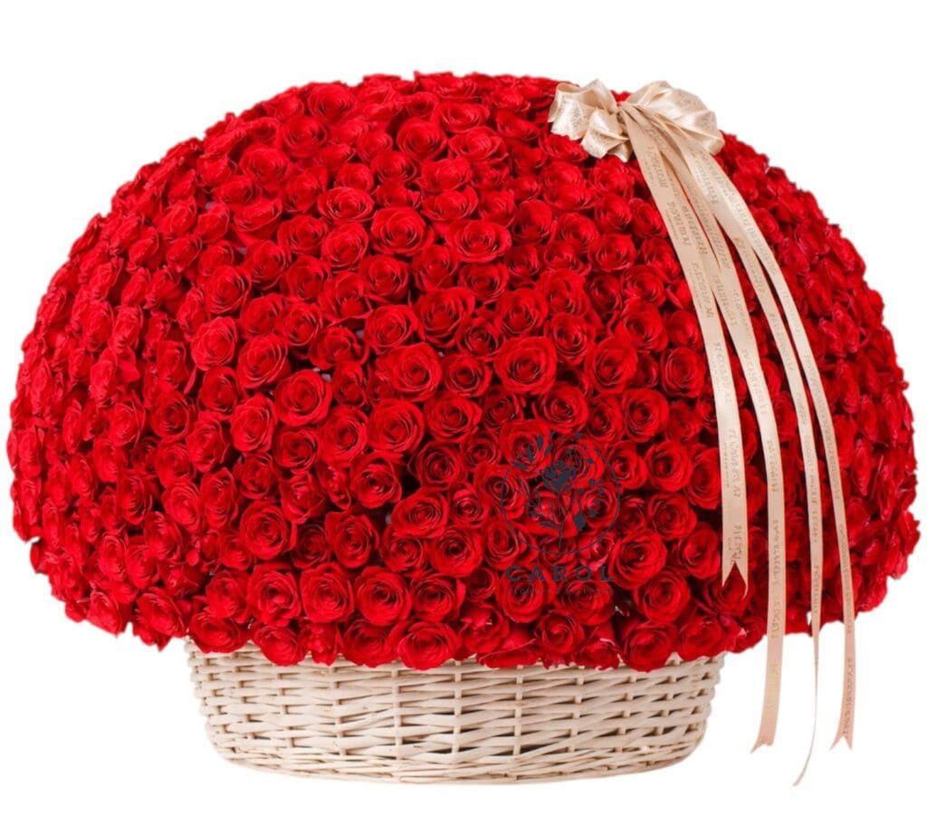 red roses basket